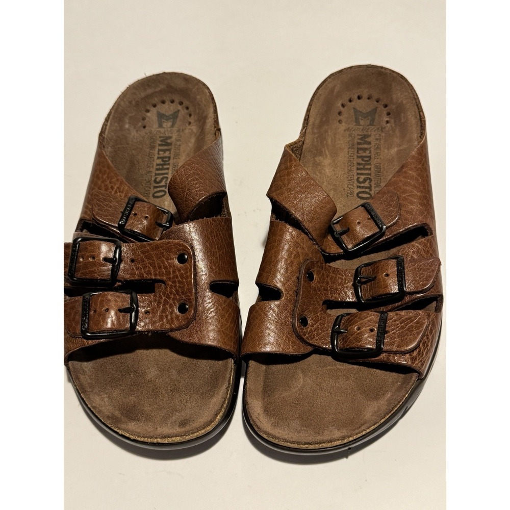 Mephisto Zach Brown Grain Comfort Sandal Slide Men's EU 45